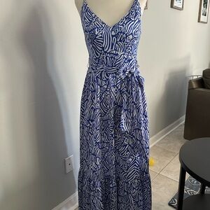 Lilly Pulitzer Blue and White Midi Dress